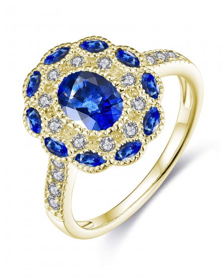 OVAL COLORED STONE DIAMOND RING (TR3550)